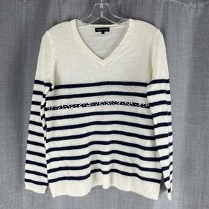 Estheme Cachemire Cashmere Faux Pearl Embellished Sweater Striped Size S